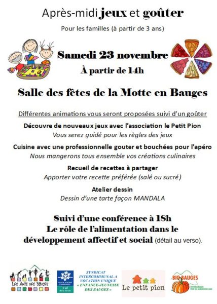 Après-midi Jeux et Goûter suivi d'une conférence sur l'alimentation