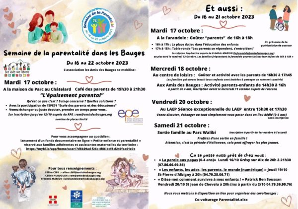 Semaine de la parentalité dans les Bauges
