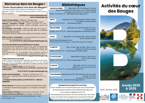 Plaquette des activités de loisirs 2025/2026
