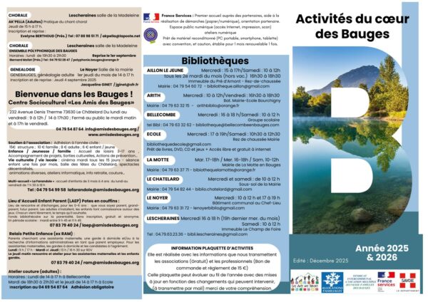 Plaquette des activités de loisirs 2025/2026