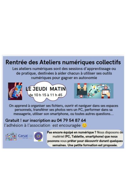 Rentrée des ateliers informatiques